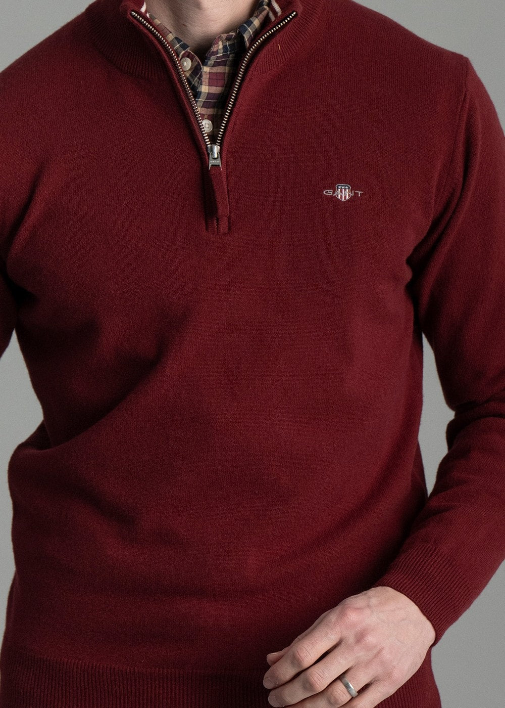 Superfine Lambswool Half Zip - Plumped Red - 5