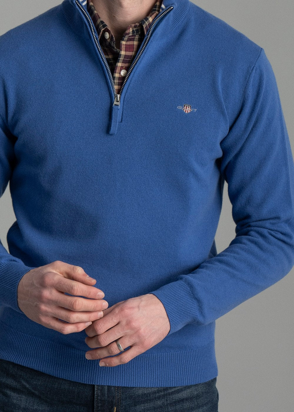 Superfine Lambswool Half Zip - Rich Blue - 5