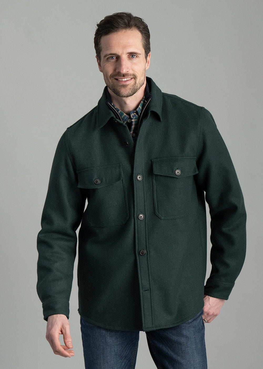 Wool Overshirt AW24 - Tartan Green - 3