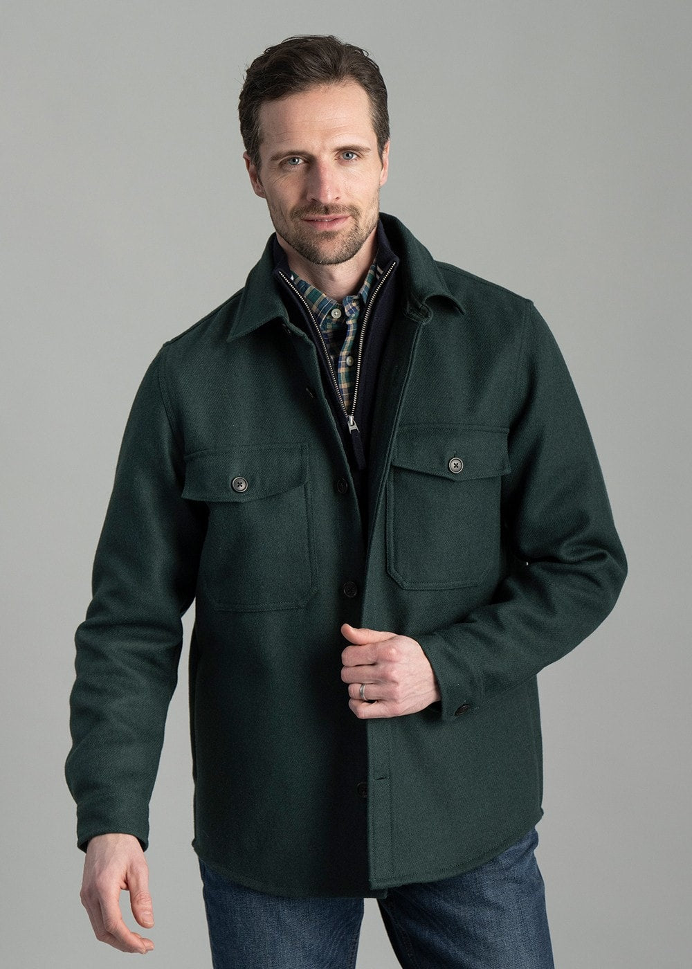 Wool Overshirt AW24 - Tartan Green - 4