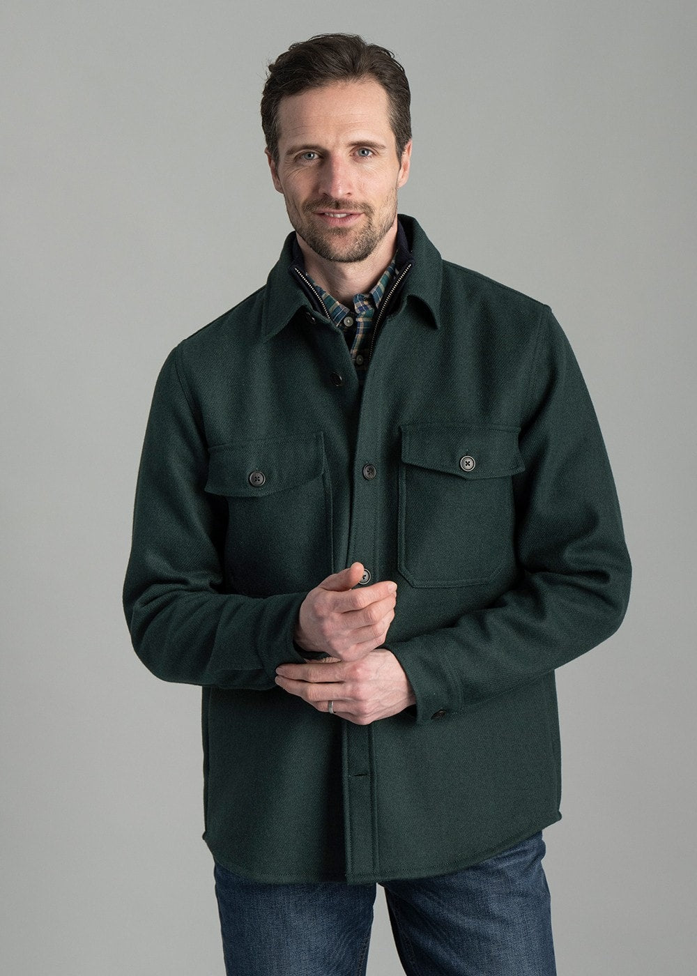 Wool Overshirt AW24 - Tartan Green - 5