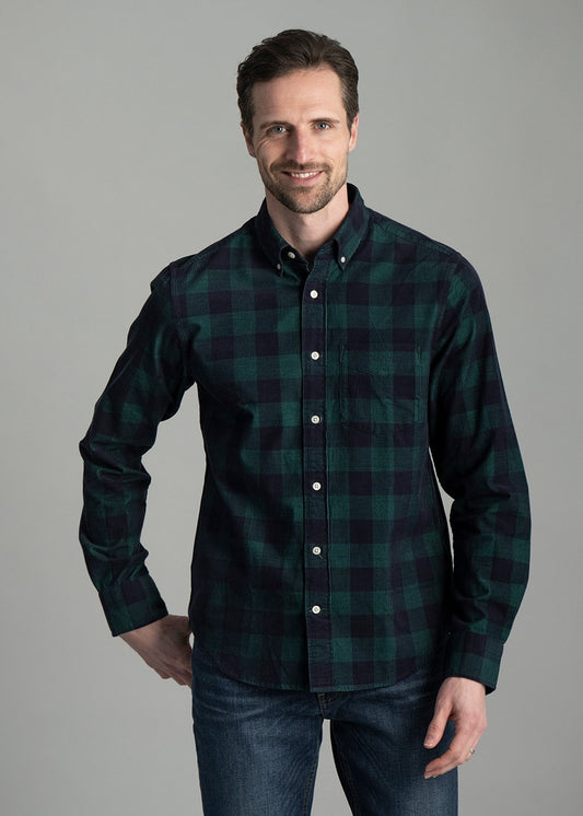 Cord Check Shirt AW24 - Deep Forest Green - 1