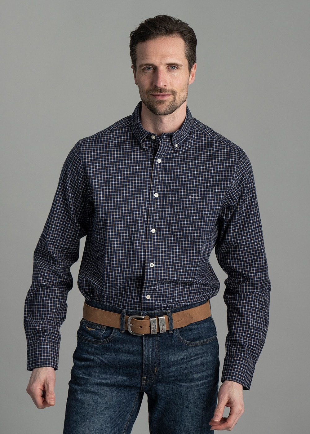 Jaspe Tattersall Shirt AW24 - Persian Blue - 1