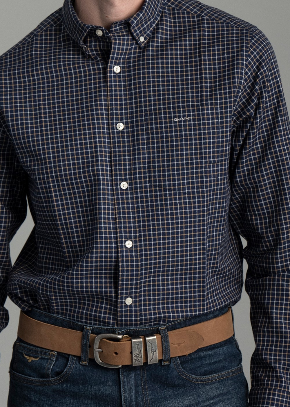 Jaspe Tattersall Shirt AW24 - Persian Blue - 4