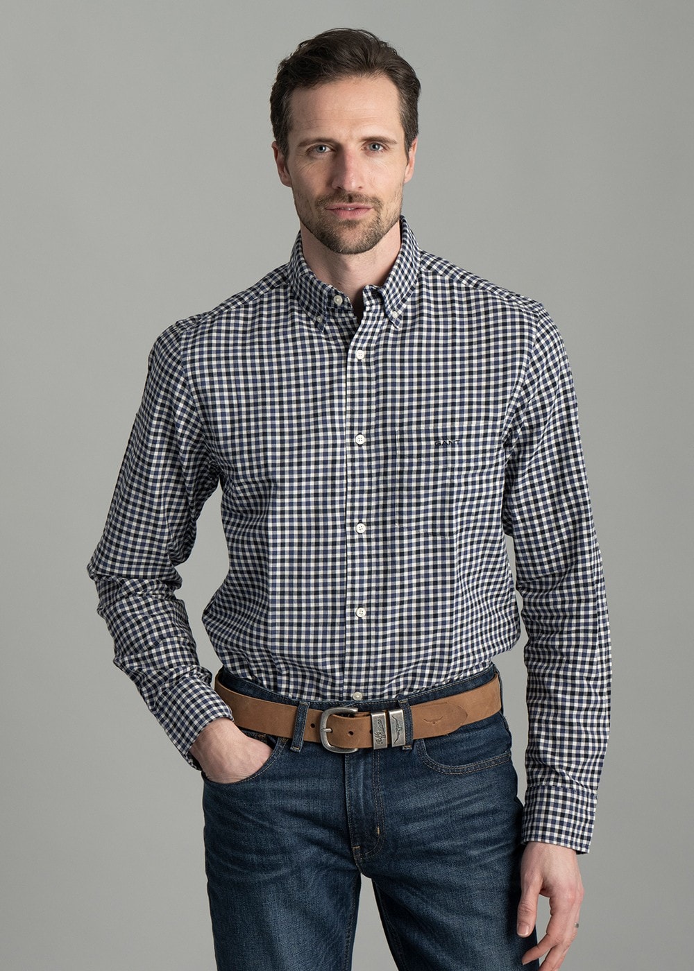 Light Twill Gingham Shirt AW24 - Sailor Navy - 2