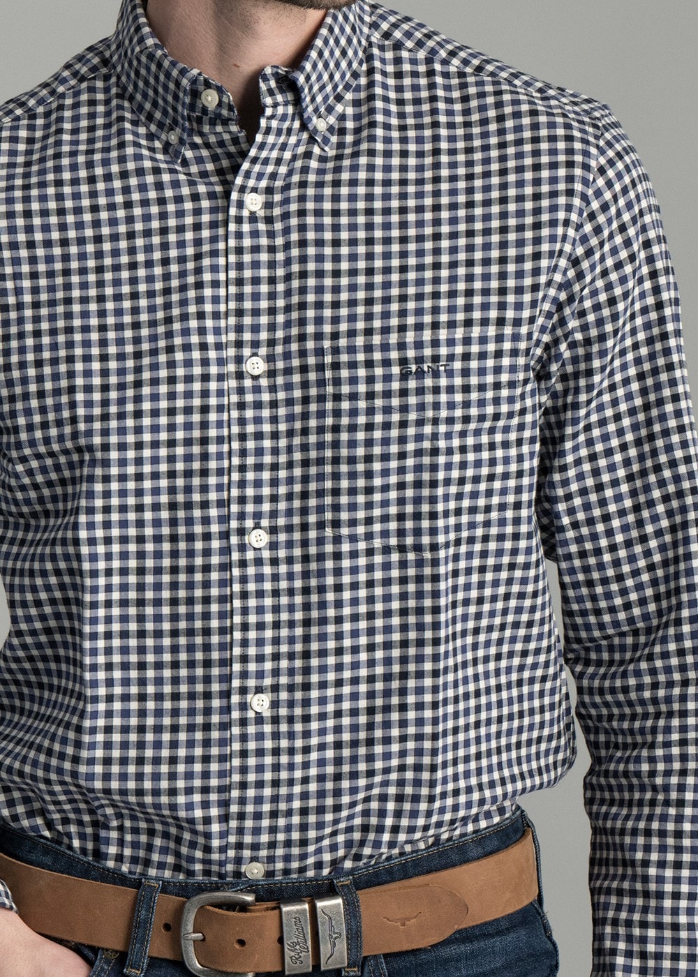 Light Twill Gingham Shirt AW24 - Sailor Navy - 5