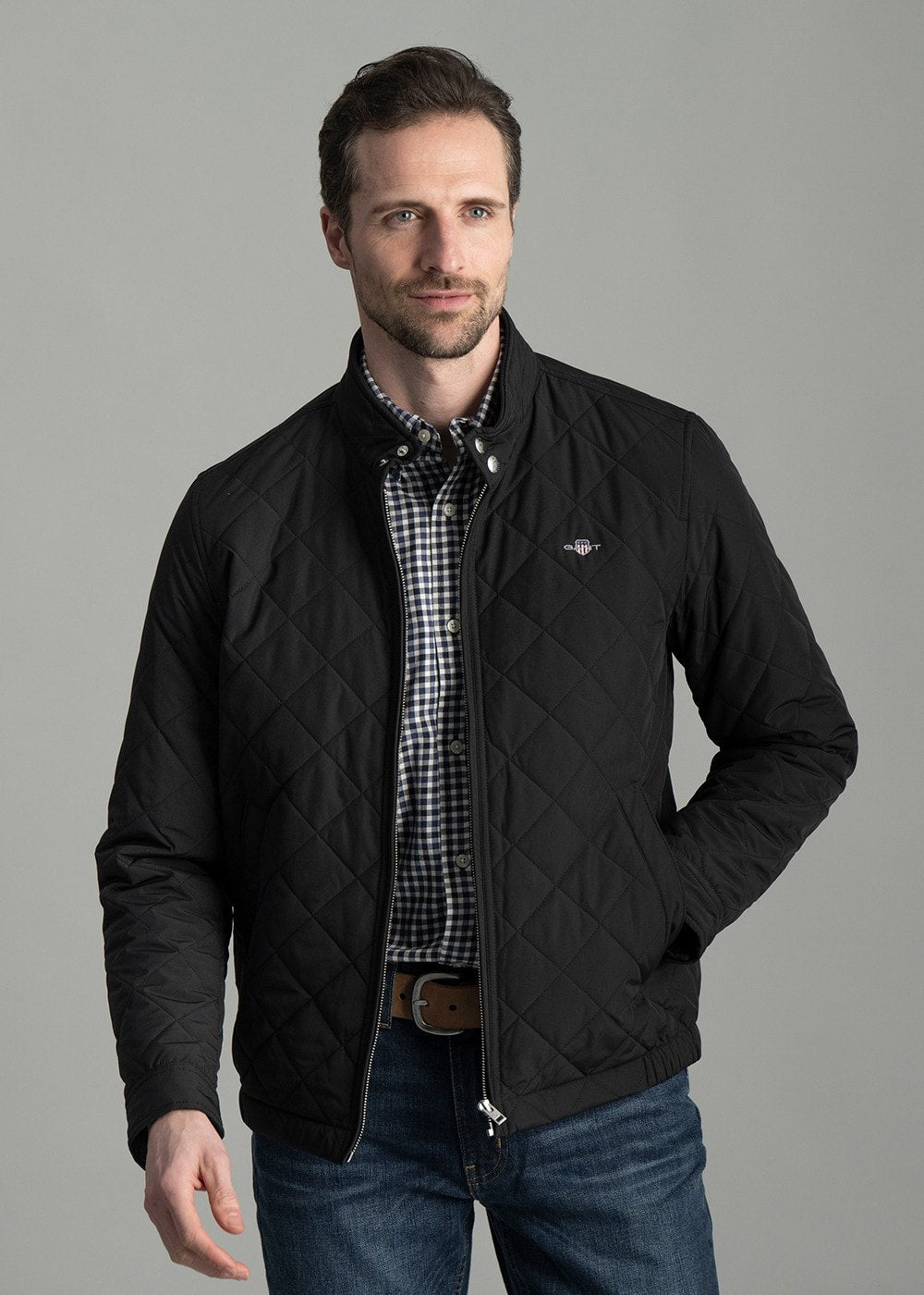 Quilted Windcheater Jacket - Black - 1