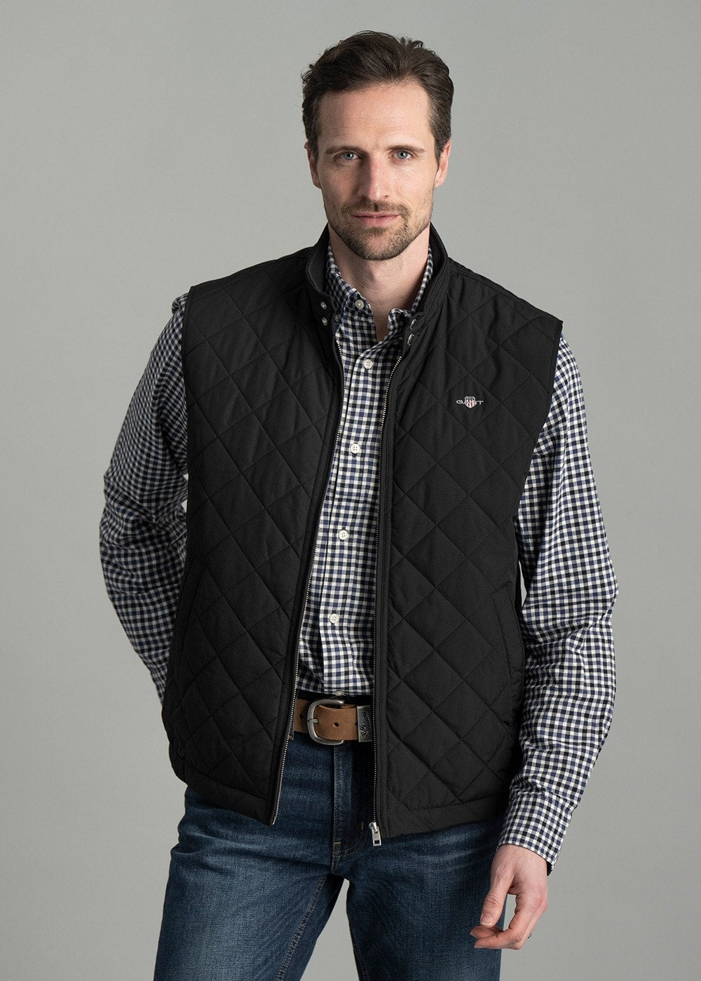 Quilted Windcheater Vest - Black - 1