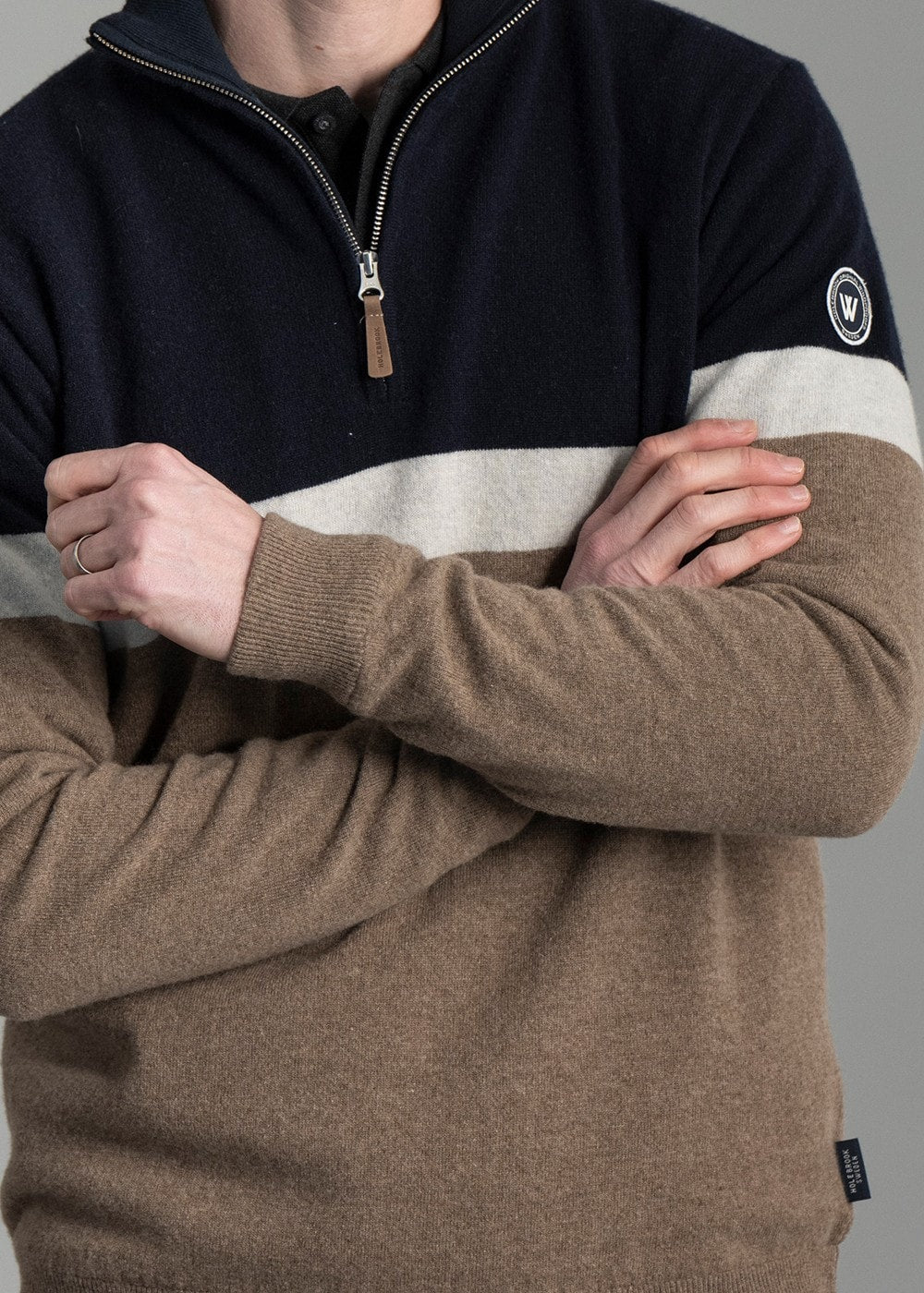 Stellan T-Neck Windproof Sweater - Walnut Multi - 5