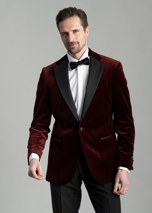 Theo Velvet Jacket - Burgundy - 1