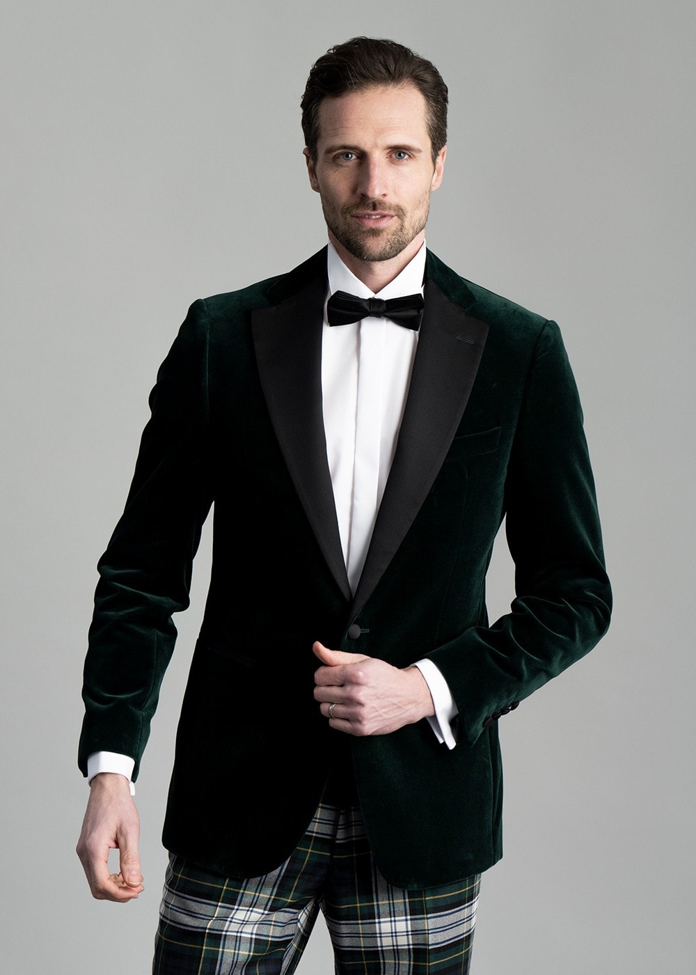 Theo Velvet Jacket - Bottle Green - 1