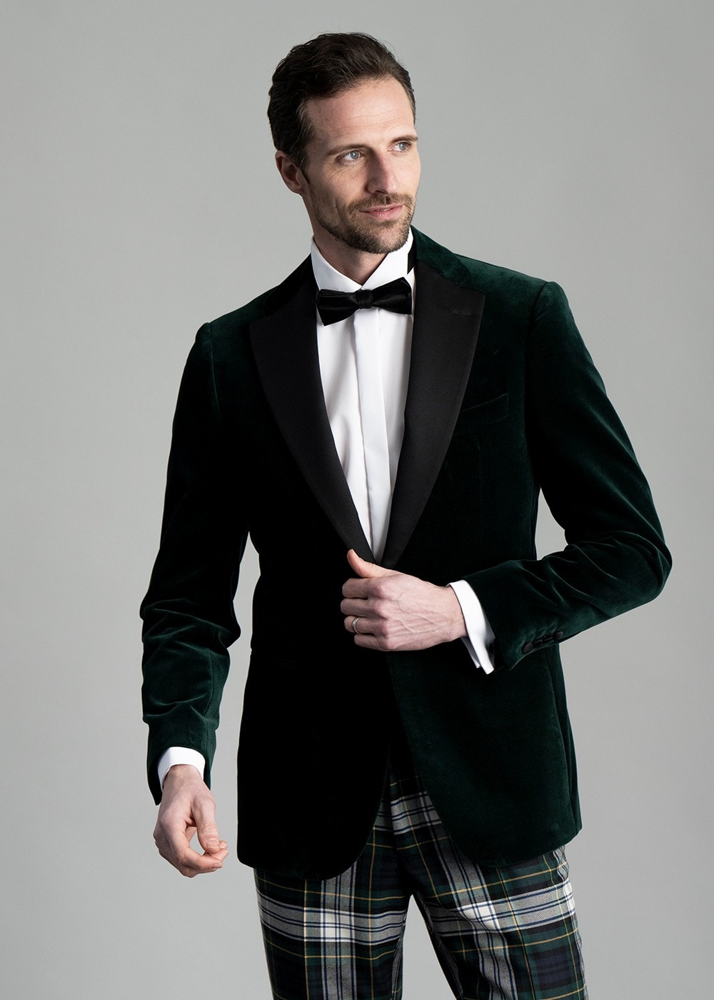 Theo Velvet Jacket - Bottle Green - 3