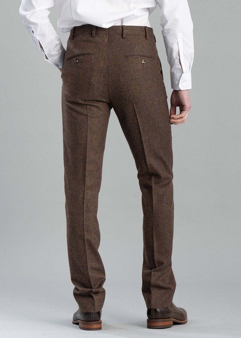 Kimmerston Tweed Trousers - Coffee Twill with Blue and Red Check - 3