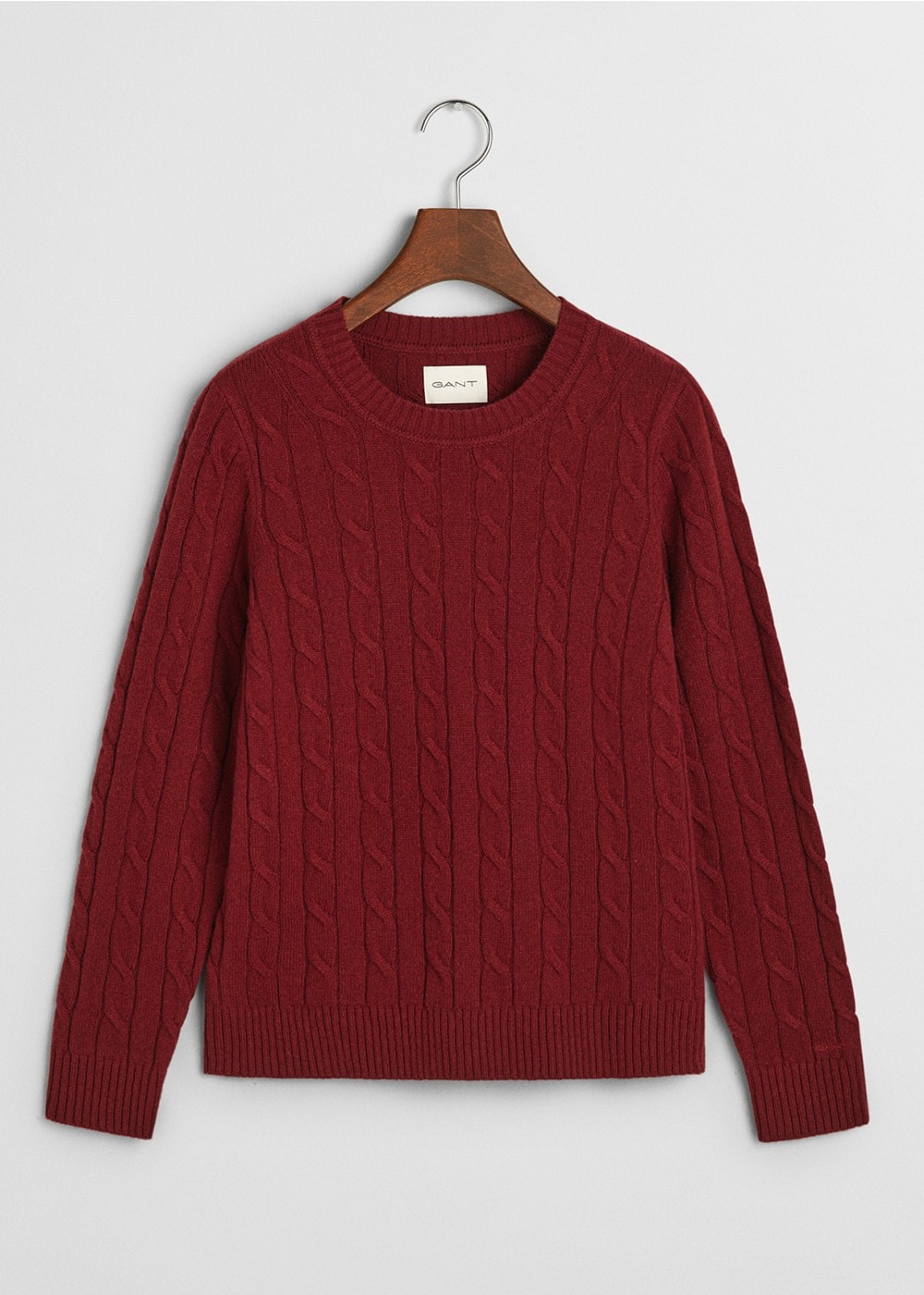 Lambswool Cable Crew Neck - Plumped Red - 5