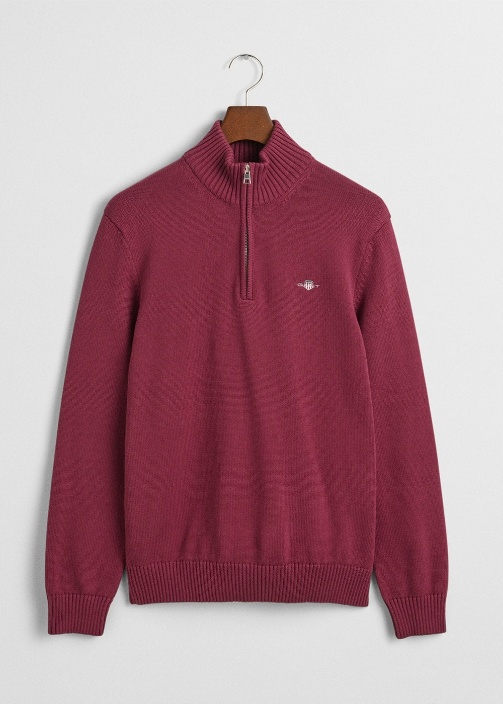 Casual Cotton Half Zip - Wine Red - 6