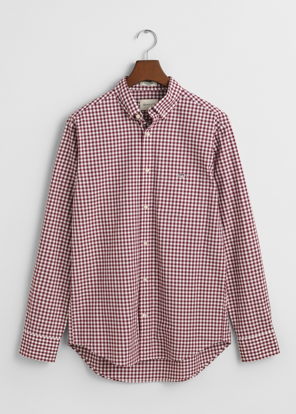 Poplin Gingham Shirt - Wine Red - 4