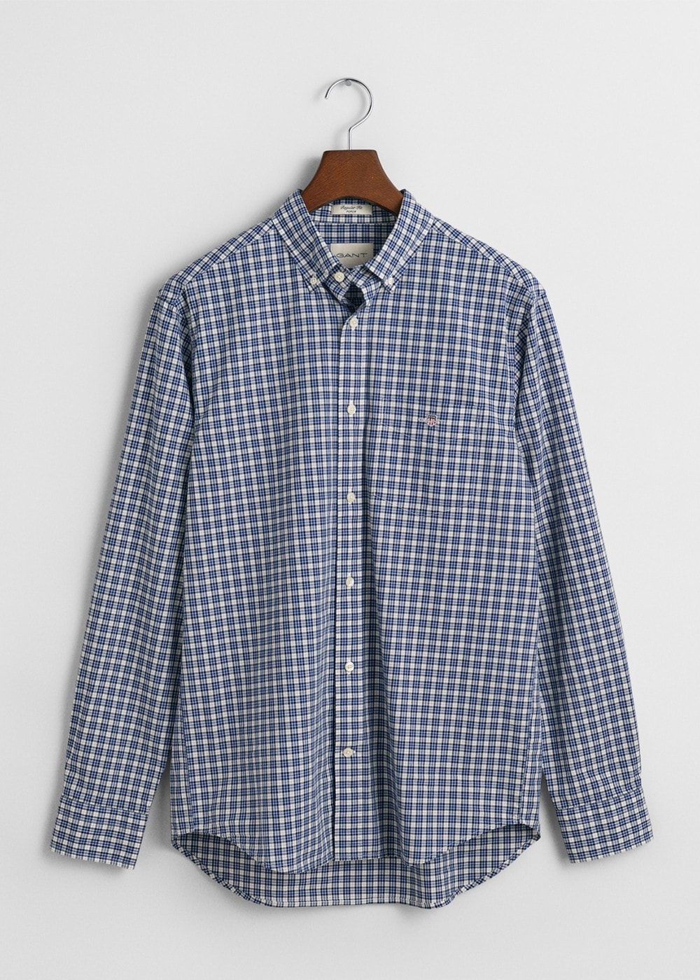 Poplin Small Check Shirt - College Blue - 5