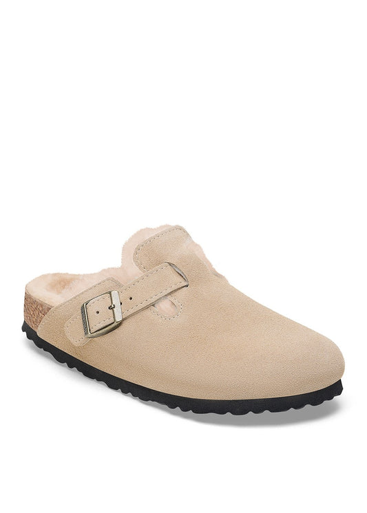 Boston Shearling Suede Clogs - Taupe - 1