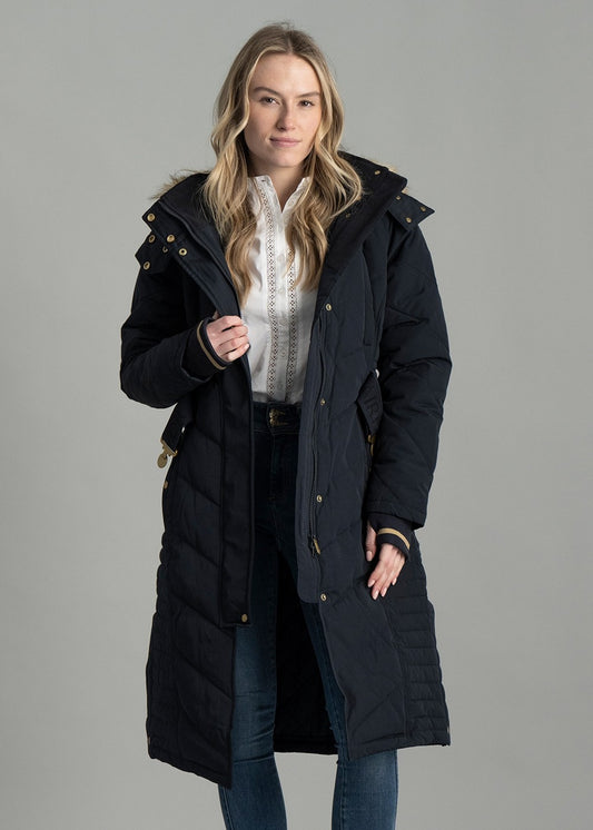 Charlotte Padded Longline Coat AW24 - Navy Blue - 1