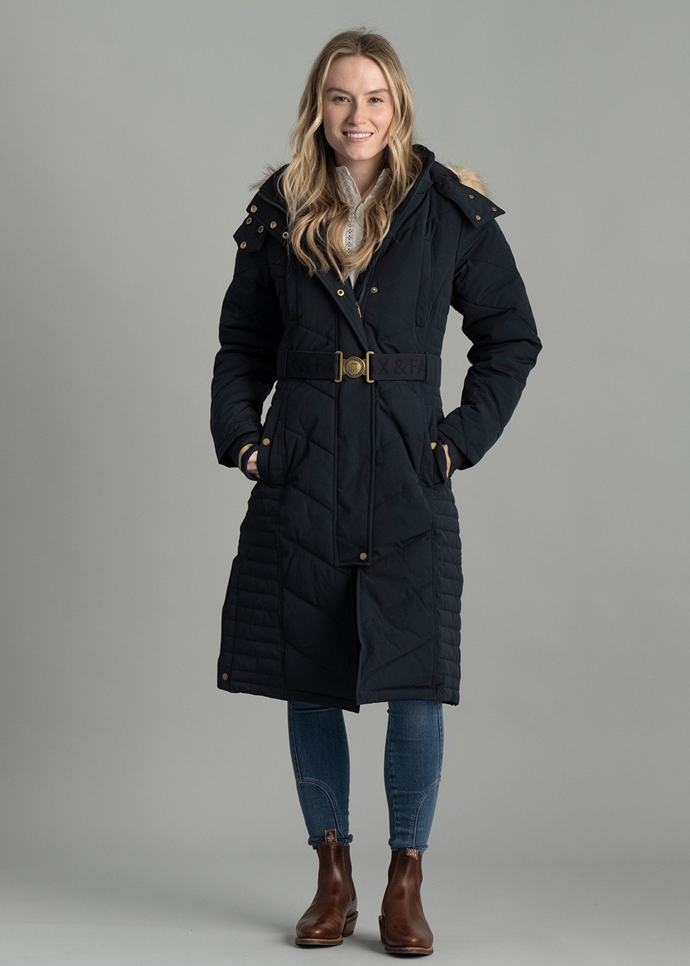 Charlotte Padded Longline Coat AW24 - Navy Blue - 6