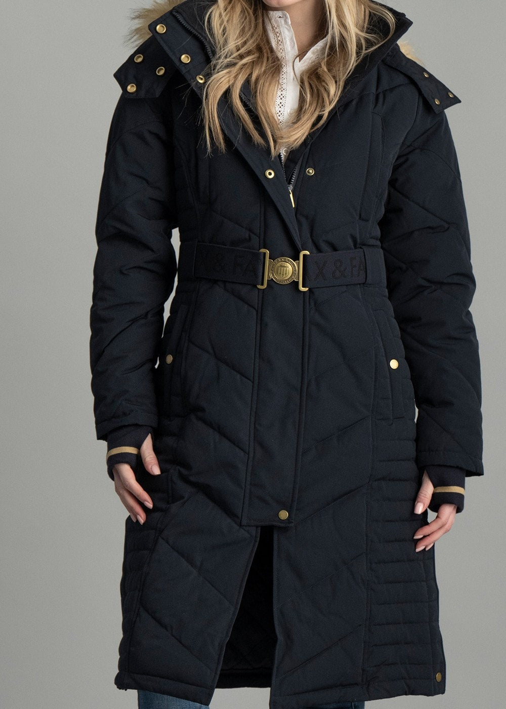 Charlotte Padded Longline Coat AW24 - Navy Blue - 7