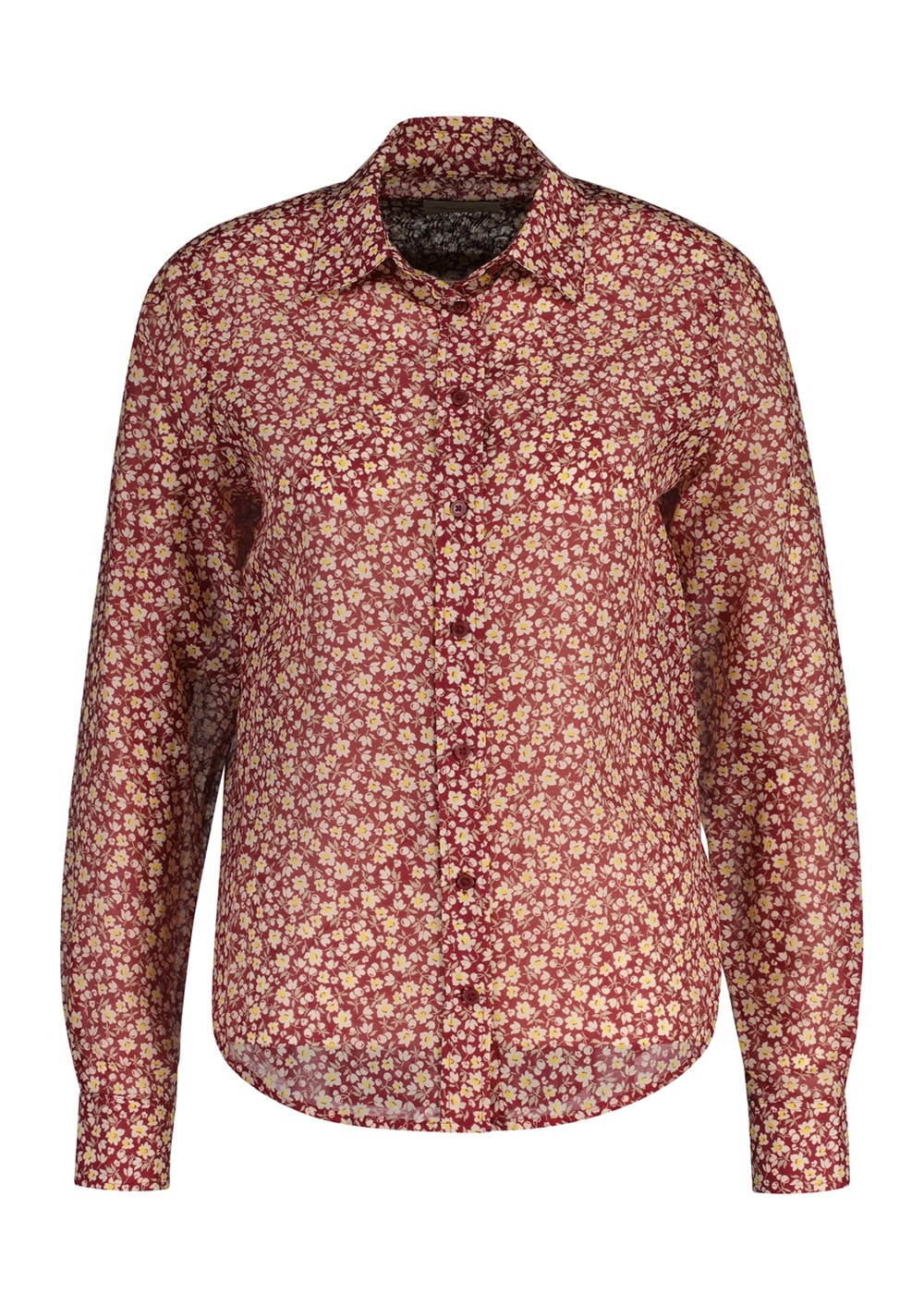 Floral Cotton Silk Shirt - Plumped Red - 6