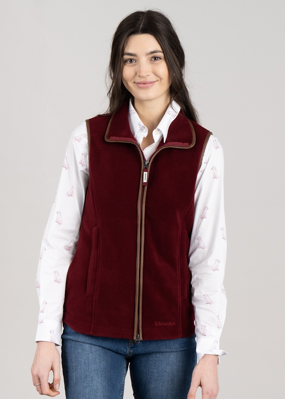 Lyndon Fleece Gilet - Claret - 1