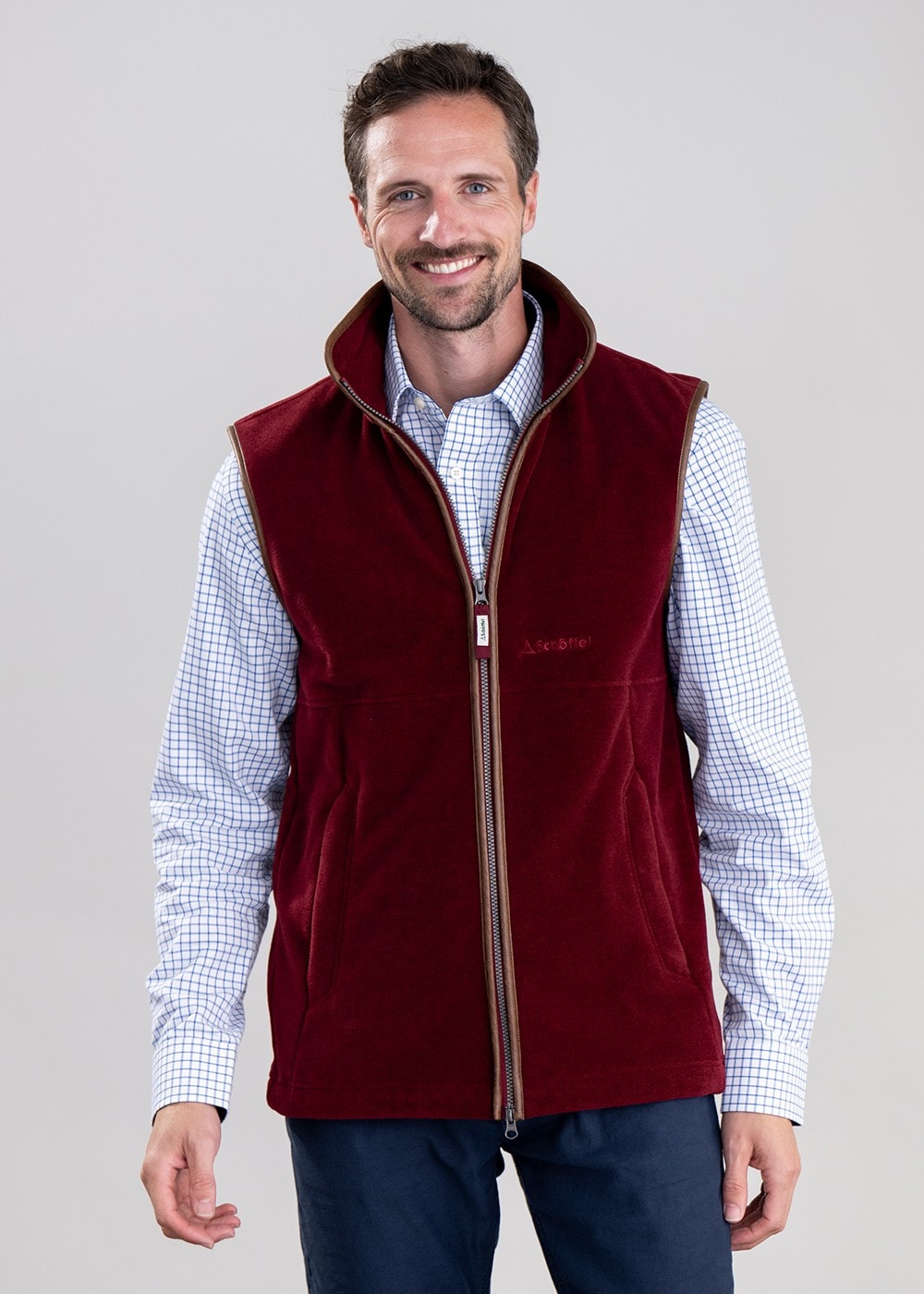 Oakham Fleece Gilet - Claret - 3