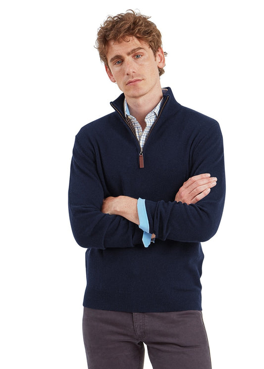 Lewis Lambswool 1/4 Zip Jumper - Navy - 1