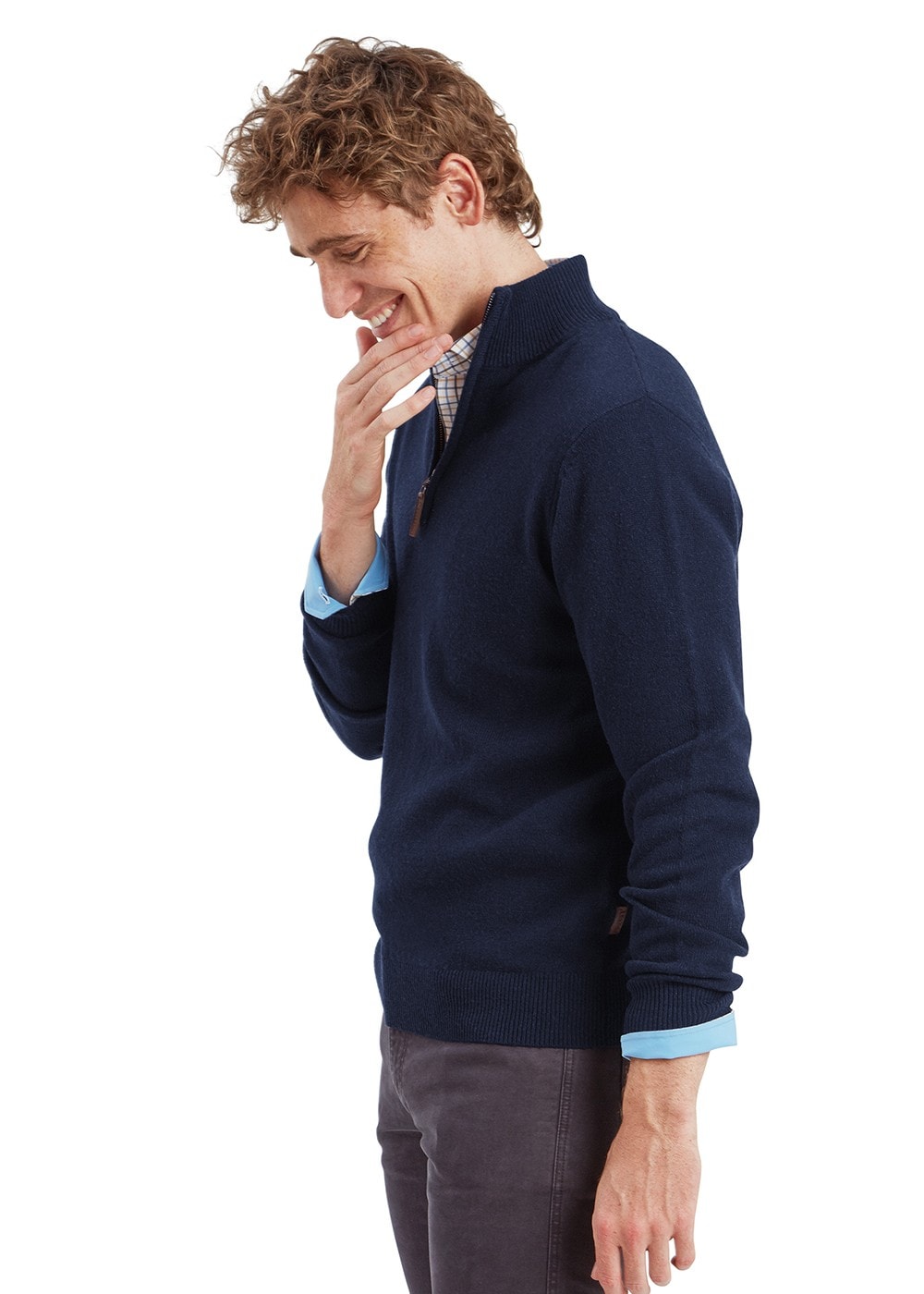 Lewis Lambswool 1/4 Zip Jumper - Navy - 3