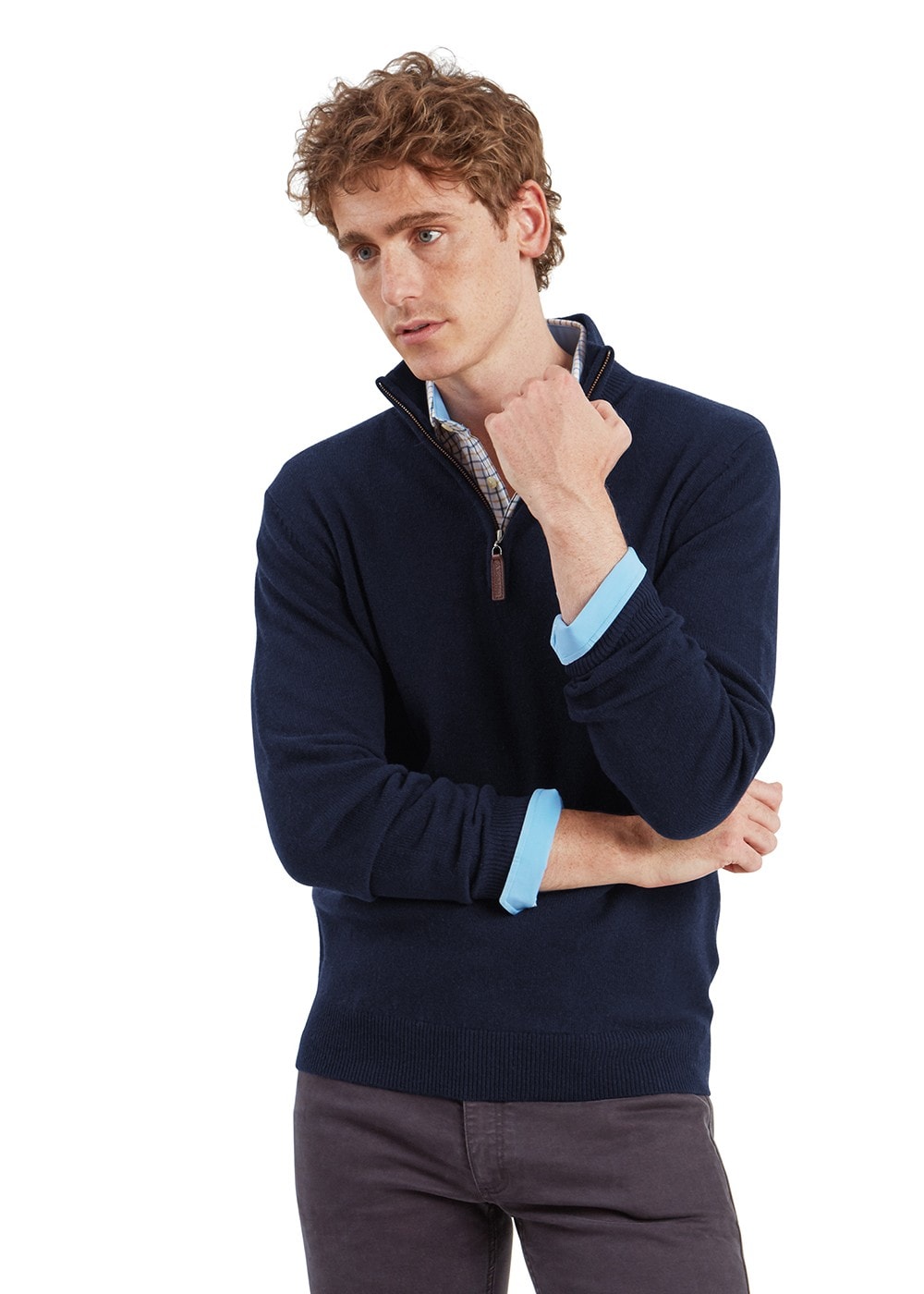 Lewis Lambswool 1/4 Zip Jumper - Navy - 4