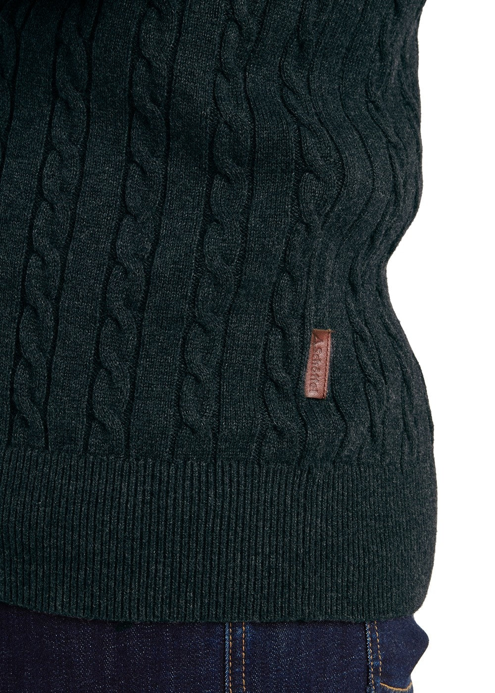 Calton Cotton Cashmere Cable 1/4 Zip Jumper - Charcoal - 6