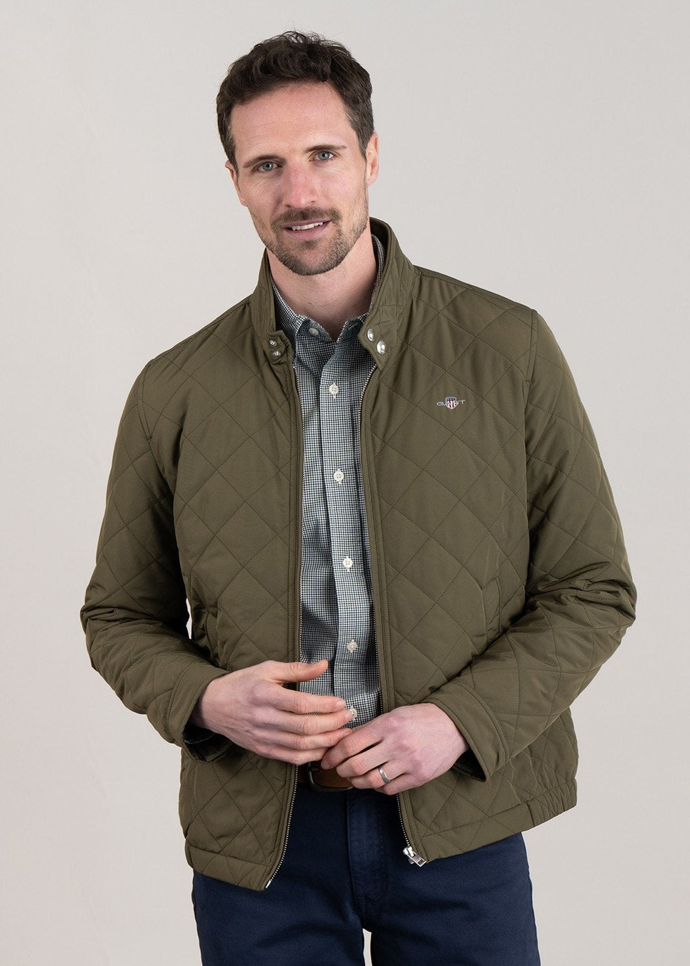 Quilted Windcheater Jacket - Juniper Green - 1