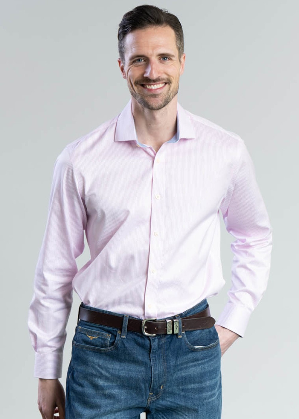 Greenwich Tailored Shirt - Pale Pink Stripe - 0