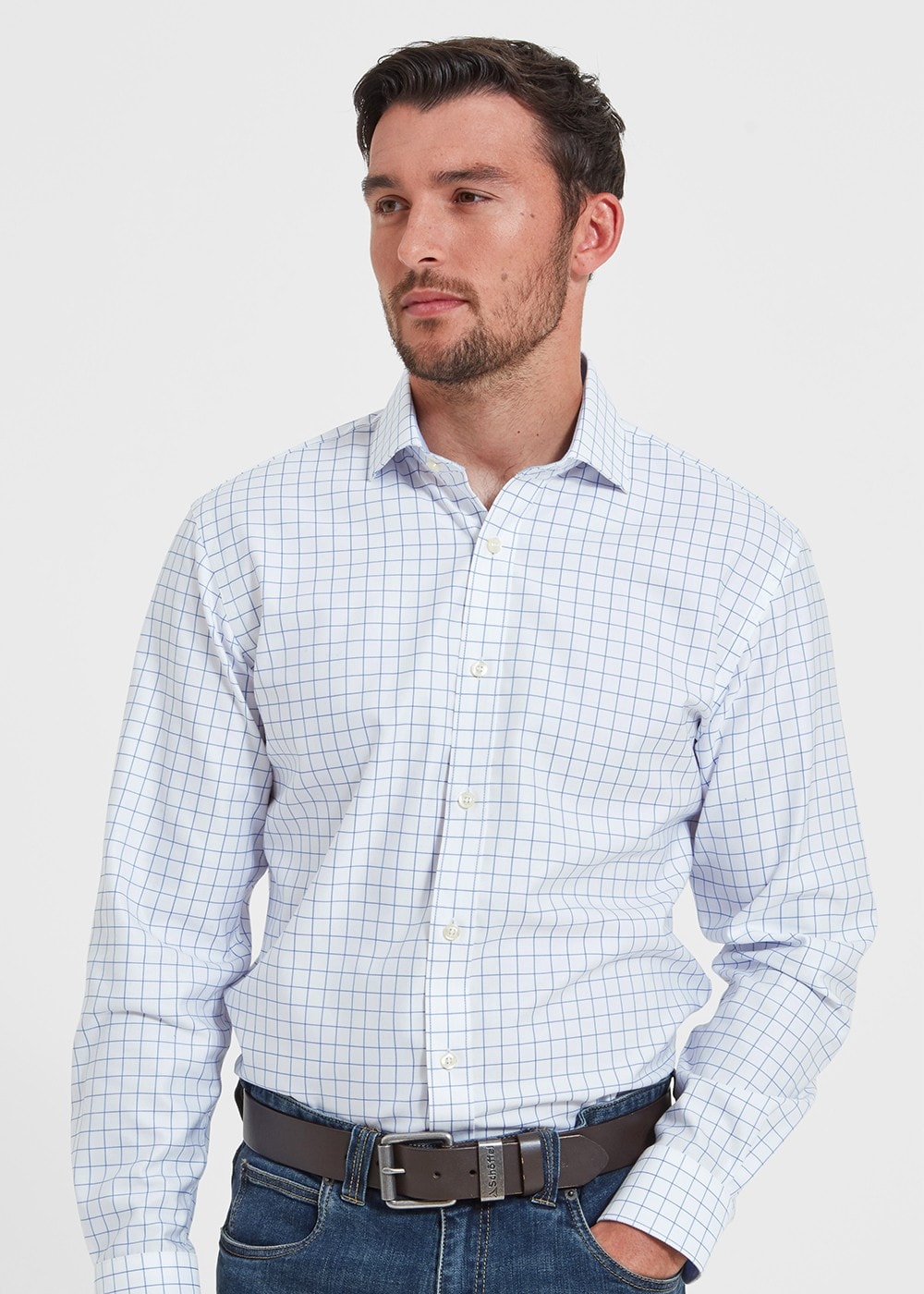 Greenwich Tailored Shirt - Light Blue Check - 4