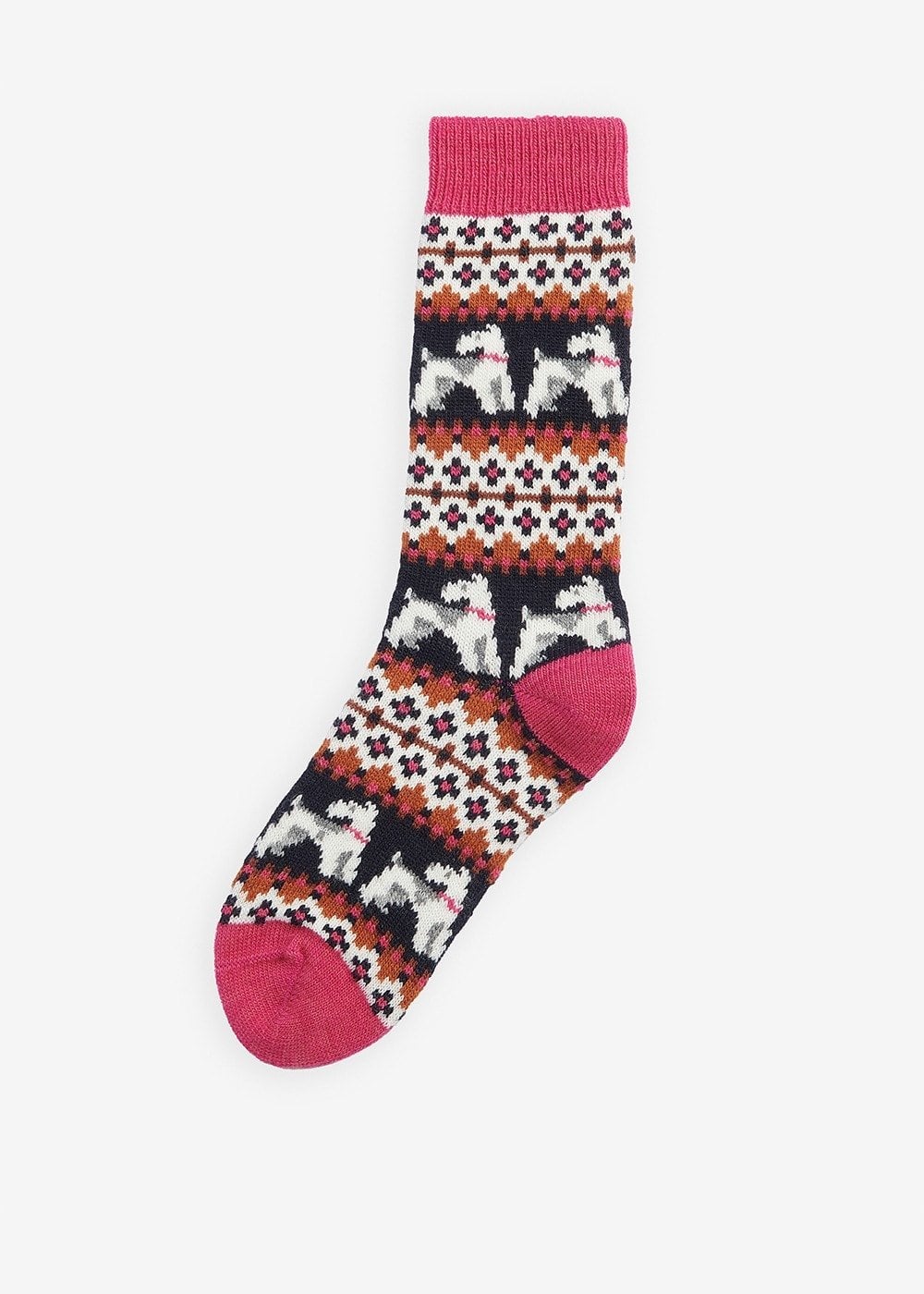 Terrier Fairisle Socks - Navy and Pink Dahlia - 1