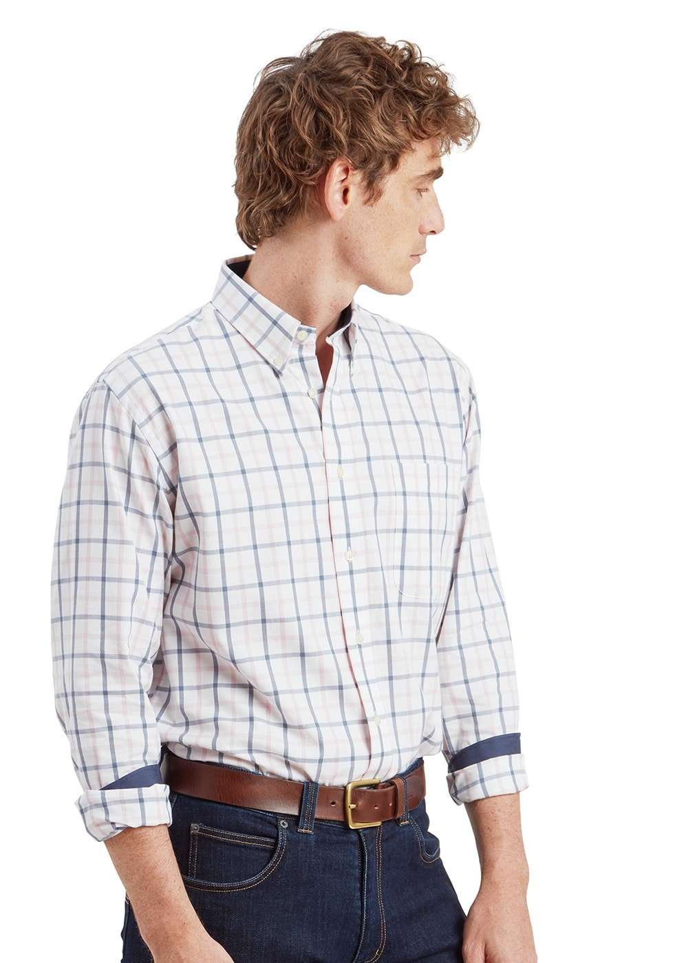 Brancaster Shirt - Stone Blue Check - 1