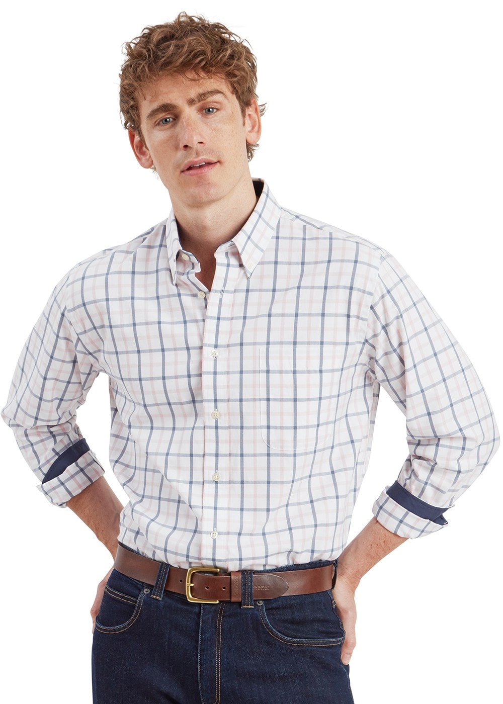 Brancaster Shirt - Stone Blue Check - 3