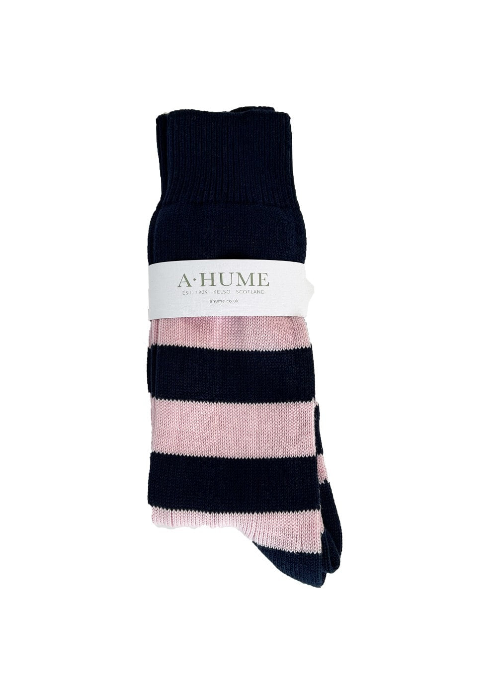 Rugger Stripe Socks - Navy and Baby Pink - 1