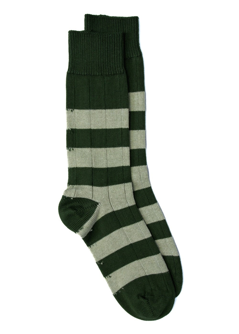 Rugger Stripe Socks - Pine and Pistachio - 1