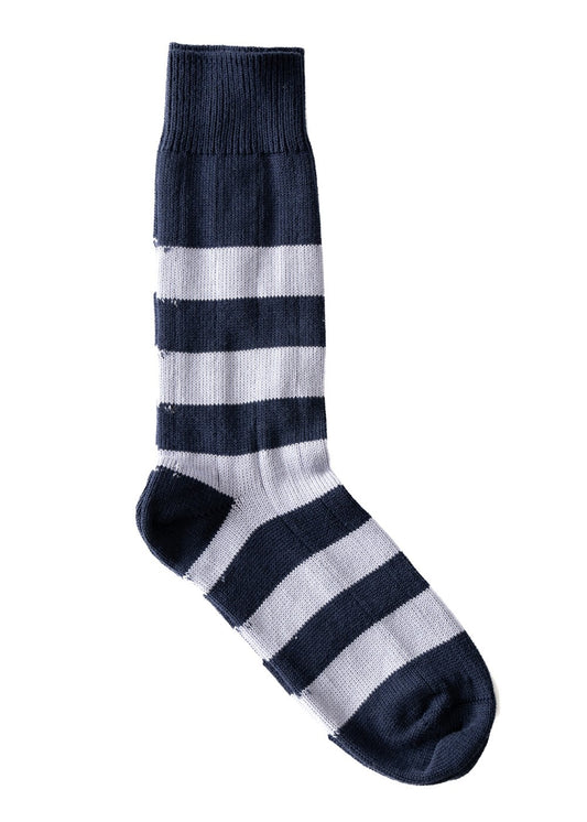 Rugger Stripe Socks - Navy and Lilac - 1