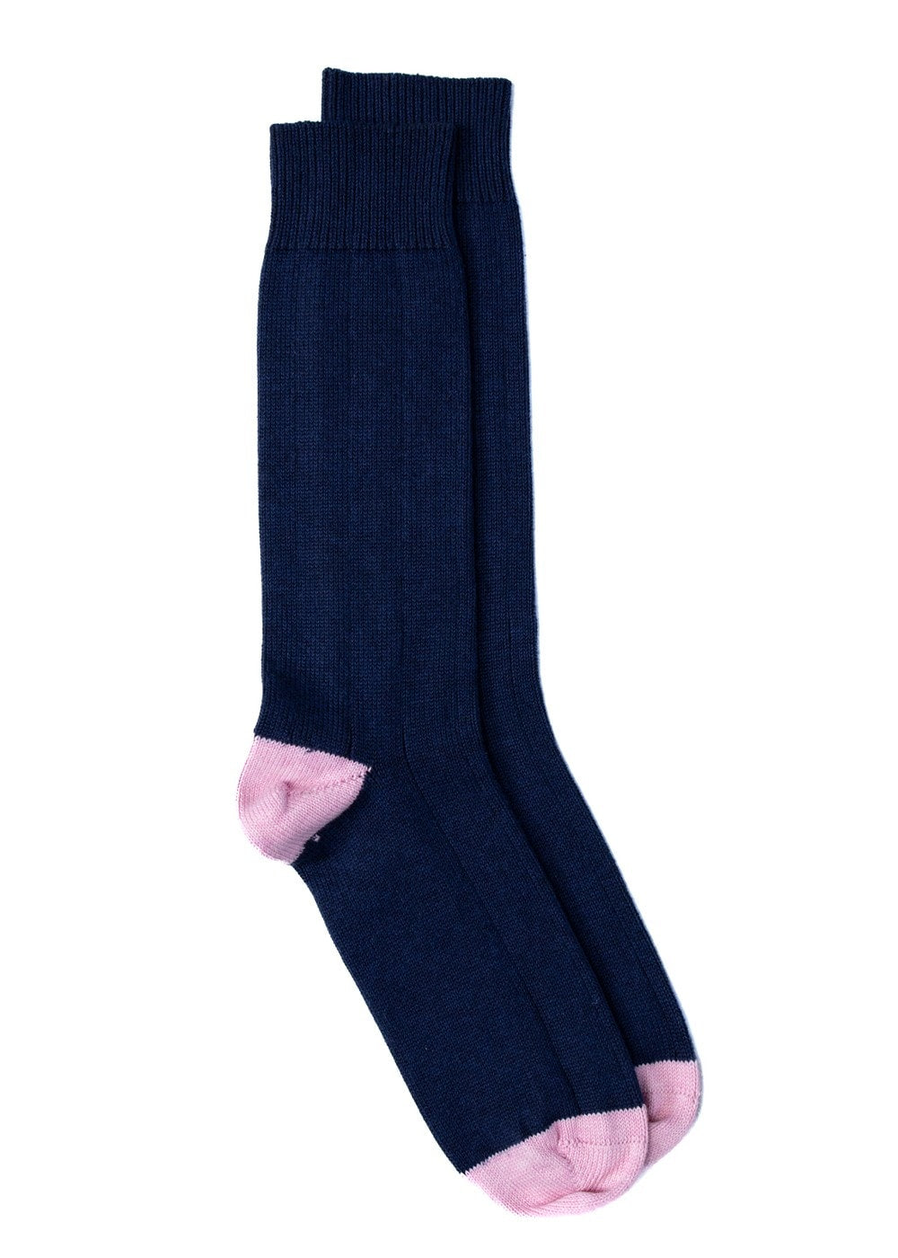 Rugger Heel and Toe Socks - Baby Pink and Navy - 1