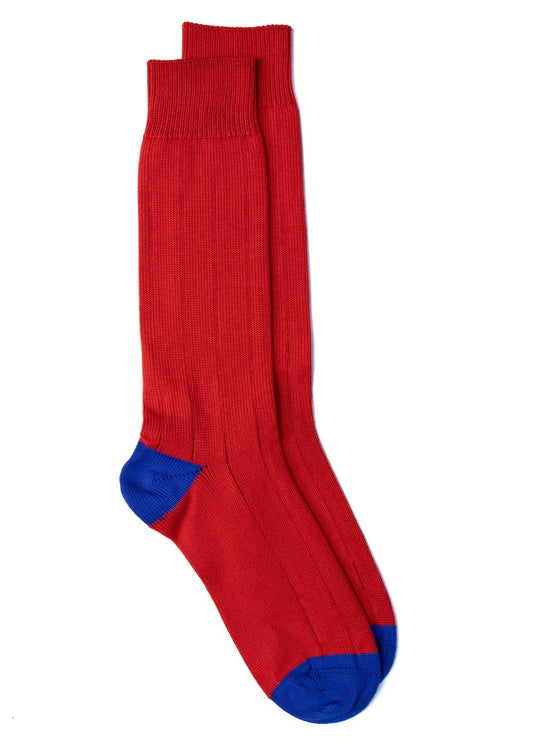 Rugger Heel and Toe Socks - Cobalt and Hot Red - 1