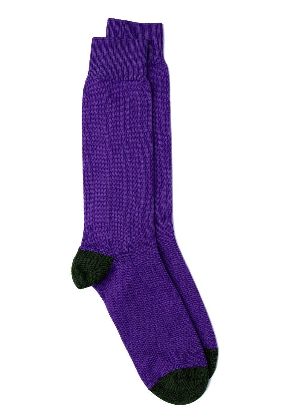 Rugger Heel and Toe Socks - Forest and Purple - 1