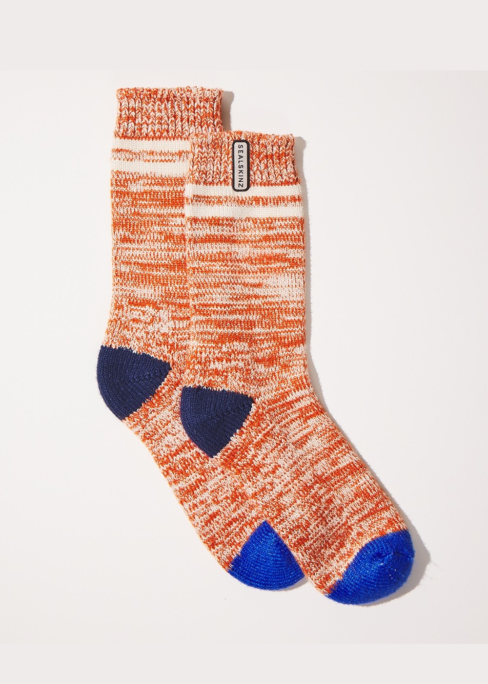 Thwaite Bamboo Mid Socks - Orange, Blue and Cream - 1