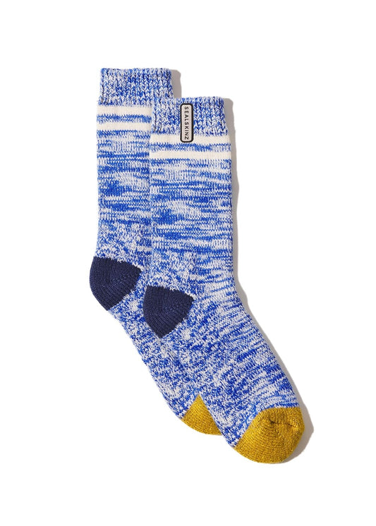 Thwaite Bamboo Mid Socks - Blue, Yellow and Cream - 1