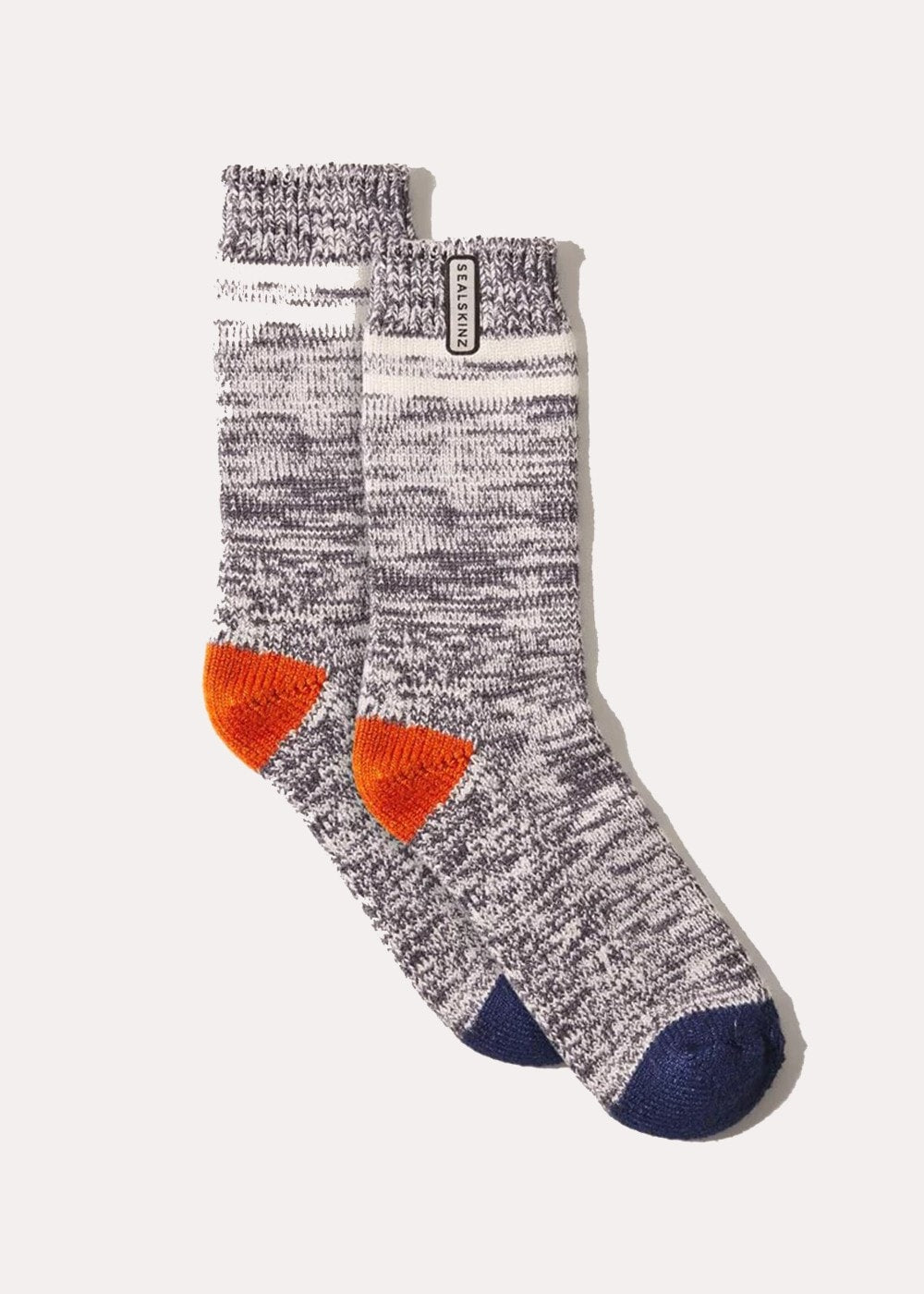 Thwaite Bamboo Mid Socks - Grey, Blue, Orange and Cream - 1