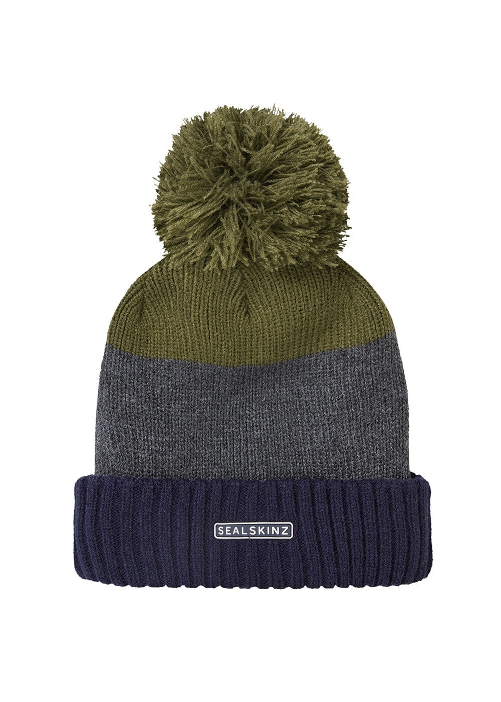 Flitcham Cold Weather Bobble Hat - Navy, Grey and Olive - 1