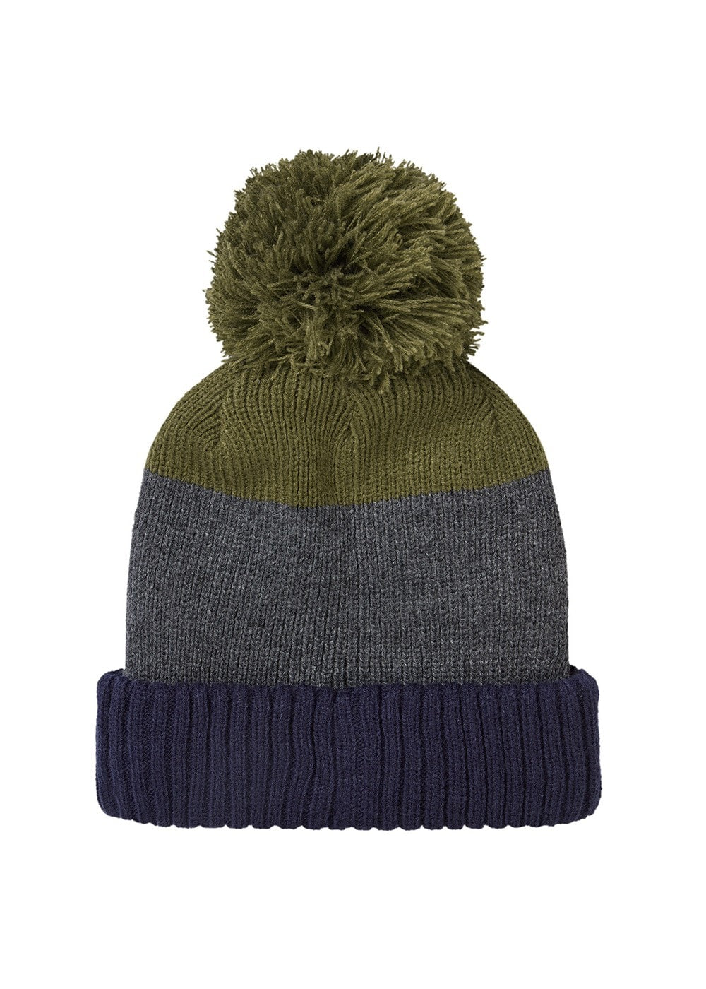 Flitcham Cold Weather Bobble Hat - Navy, Grey and Olive - 2