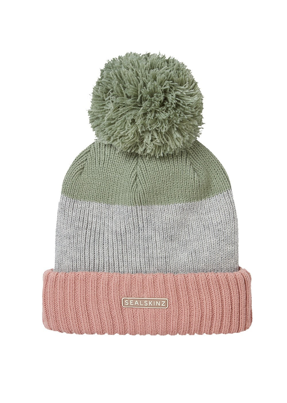 Flitcham Cold Weather Bobble Hat - Pink, Green and Grey - 1